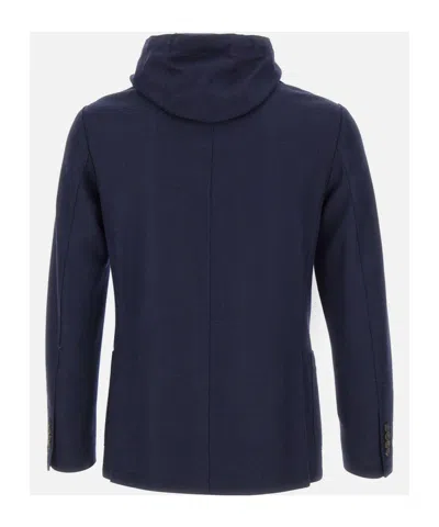 Eleventy Hooded Jacket With Front Pockets And Long Sleeves In Black