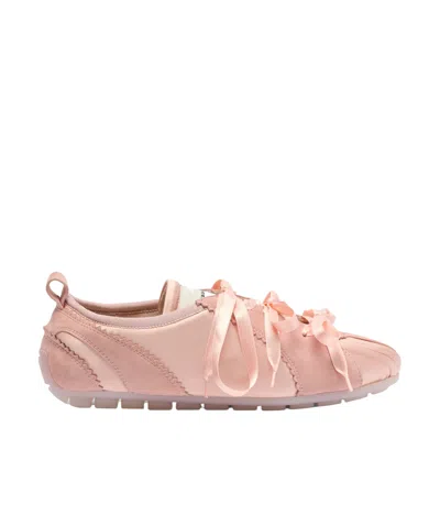 Simone Rocha Ballerina Grip Satin And Suede Sneakers In Brown