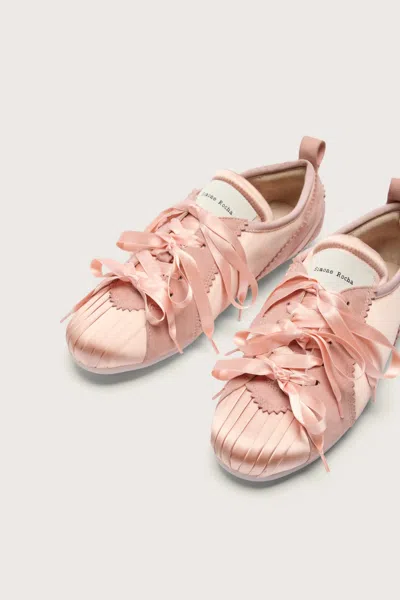 Simone Rocha Ballerina Grip Satin And Suede Sneakers In Brown