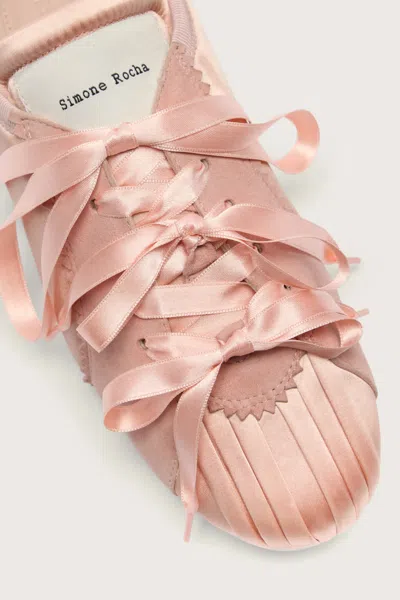 Simone Rocha Ballerina Grip Satin And Suede Sneakers In Brown