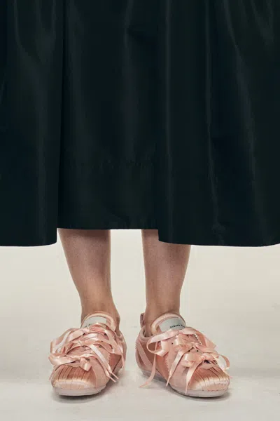 Simone Rocha Ballerina Grip Satin And Suede Sneakers In Brown