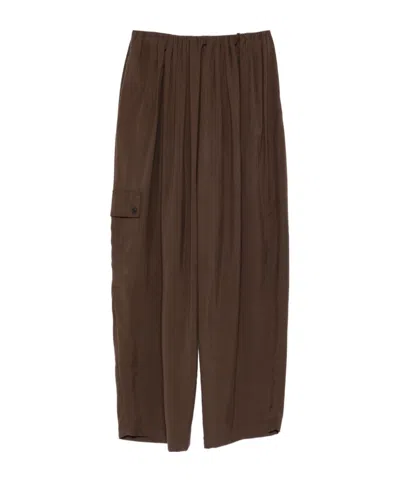 Alysi Pleated Detail Track Pants In Brown
