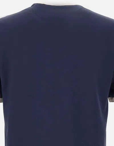 Eleventy Black Crewneck T-shirt With Layered Collar In Cotton Man In Blue