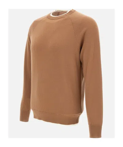 Eleventy Ribbed-hem Wool Sweater In Brown