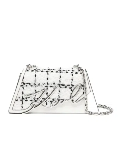 Karl Lagerfeld White Signature 2.0 Crossbody Bag In White