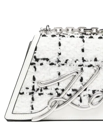 Karl Lagerfeld White Signature 2.0 Crossbody Bag In White