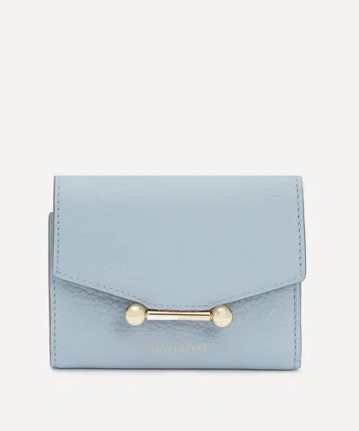 Strathberry Women's Mosaic Trifold Dusky Blue Leather Wallet In Blue