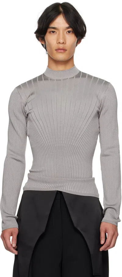 Mugler グレー スカルプティング ニット プルオーバー In Gray