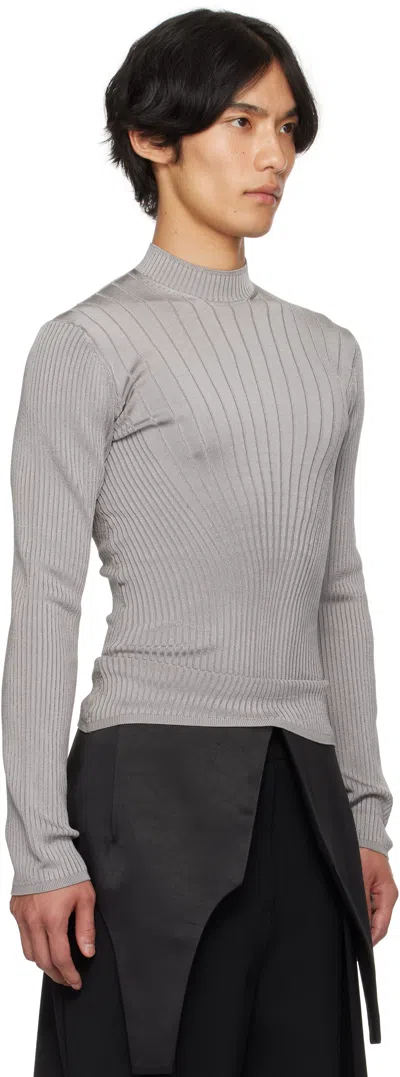Mugler グレー スカルプティング ニット プルオーバー In Gray
