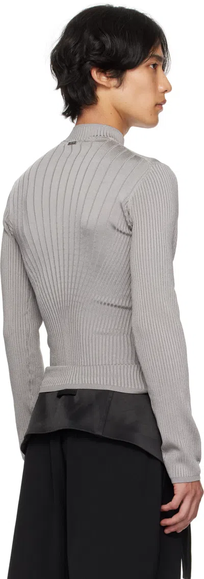 Mugler グレー スカルプティング ニット プルオーバー In Gray