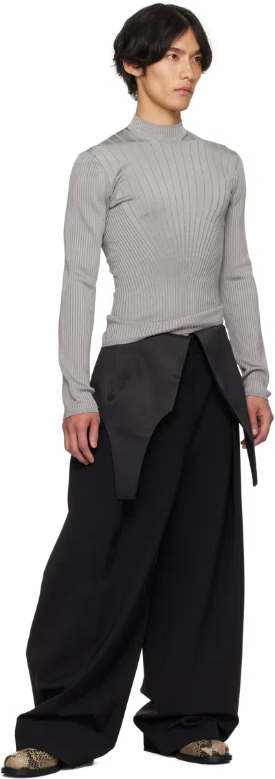 Mugler グレー スカルプティング ニット プルオーバー In Gray