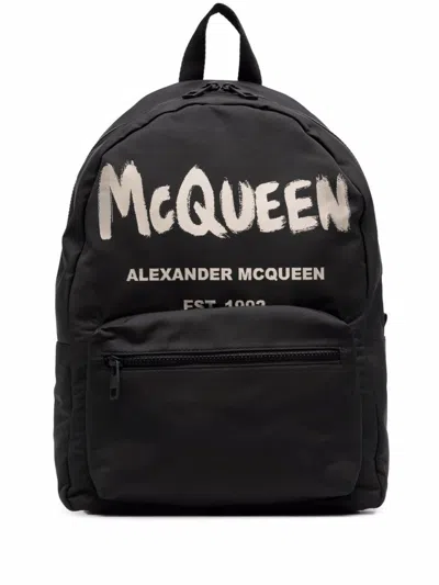 Alexander Mcqueen Alexander Mc Queen Graffiti Metropolitan Backpack In Black