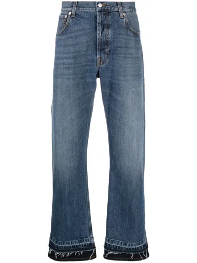 Alexander Mcqueen Straight-leg Cropped Jeans In Blue