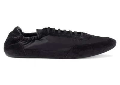 Pre-owned Prada Men's  Collapse Sneakers Renylon Suede Elasticized In Black