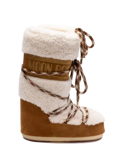 Moon Boot Women's Lab69 Icon Shearling Ankle Boots Cream In Brown