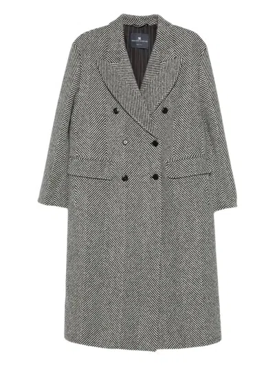 Ermanno Scervino Herringbone-pattern Double-breasted Coat In Multi