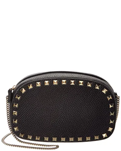 Valentino Garavani Valentino Rockstud Mini Grainy Leather Crossbody In Black