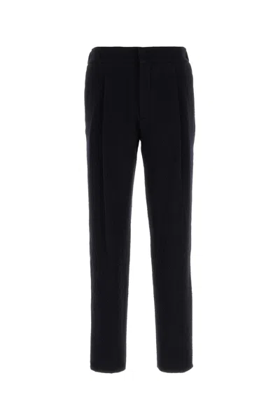 Giorgio Armani Pantalone In Lana Stretch Blu Notte  Uomo In Black