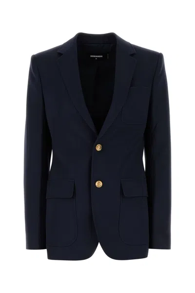 Dsquared2 Dsquared Navy Blue Wool Blazer In Blue