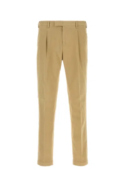 Pt Torino Beige Stretch Cotton Pant In Neutral
