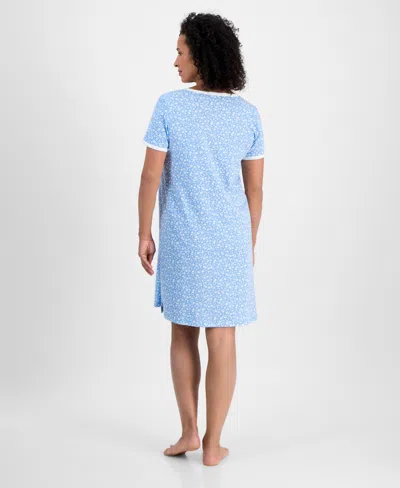 Charter Club Womens Printed Short Sleeve Sleepshirt Exclusively At Macys Xs 3x In Blue