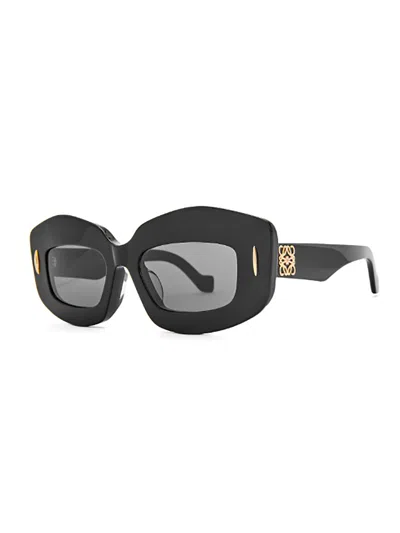 Loewe Silver Screen 49mm Rectangular Sunglasses In Black