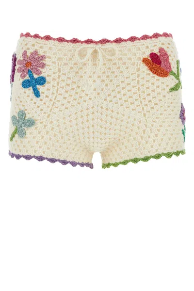Rose Carmine Ivory Crochet Culotte In White