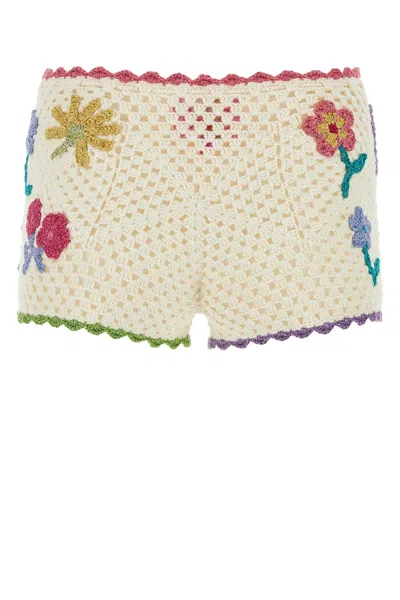 Rose Carmine Ivory Crochet Culotte In White