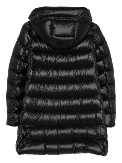 Moncler Suyenne Hooded Mid-length Down Jacket In Black