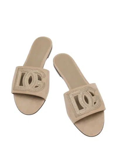 Dolce & Gabbana Leather Sandals For Millennials In Brown