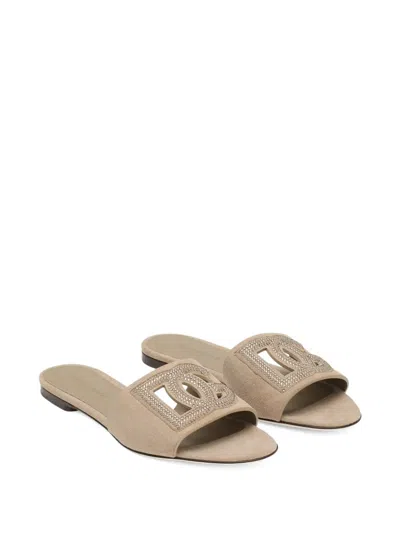 Dolce & Gabbana Leather Sandals For Millennials In Brown