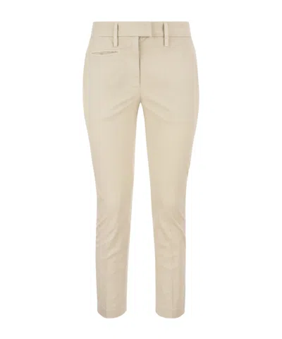 Dondup Perfect Slim Fit Cotton Gabardine Trousers In Multi