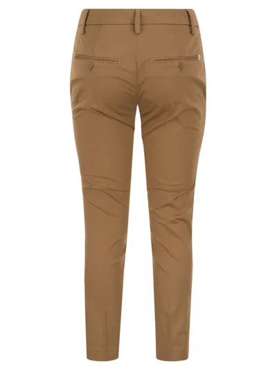 Dondup Slim Fit Gabardine Pants In Brown