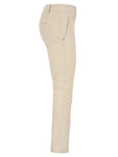 Dondup Perfect Slim Fit Cotton Gabardine Trousers In Multi