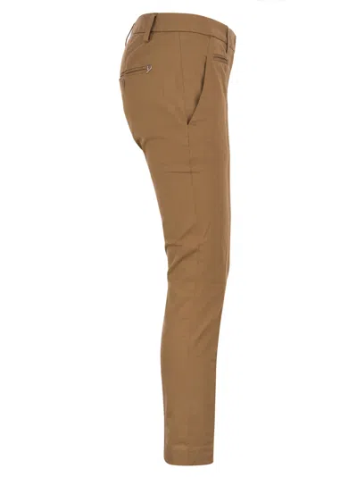 Dondup Slim Fit Gabardine Pants In Brown