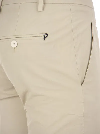 Dondup Perfect Slim Fit Cotton Gabardine Trousers In Multi