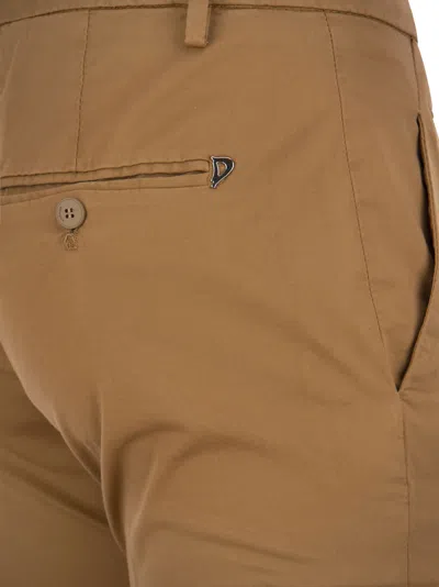 Dondup Slim Fit Gabardine Pants In Brown