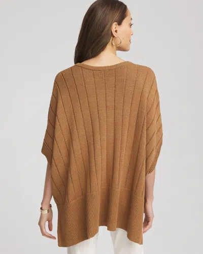 Chico's Open-knit Splitneck Poncho In Burnt Sienna In Brown