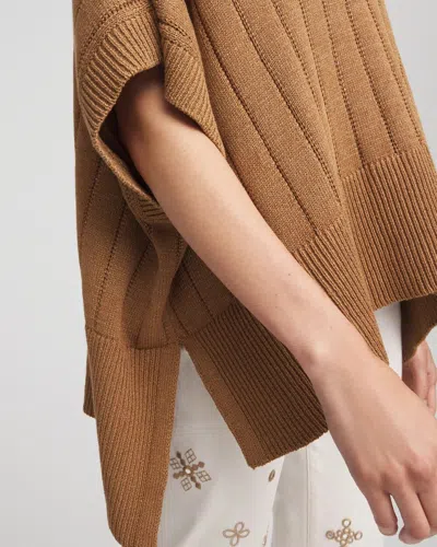 Chico's Open-knit Splitneck Poncho In Burnt Sienna In Brown