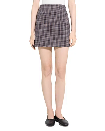 Theory Simple Knit A-line Miniskirt In Gray