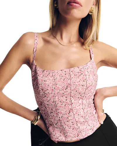 Reformation Womens Rosin Hattie Floral-print Linen Crop Top In Brown