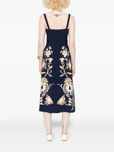 La Doublej Buy Me A Martini Floral-print Crepe Midi Dress In Blue