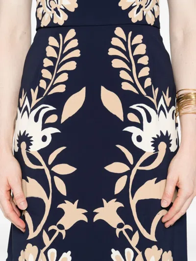 La Doublej Buy Me A Martini Floral-print Crepe Midi Dress In Blue