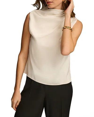 Donna Karan New York Cap Sleeve Cowl Neck Top In White