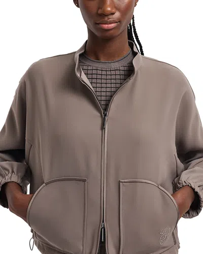 Emporio Armani Technical Cady Blouson With Logo Embroidery In Gray