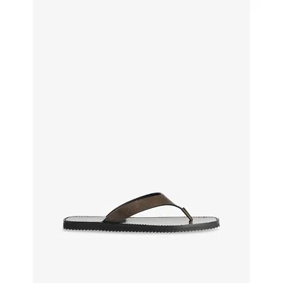 Jude Vermelho Brushed Leather Flip Flops In Brown