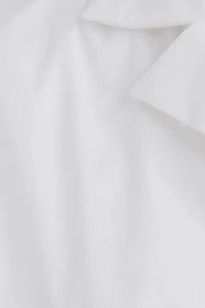 Philosophy Di Lorenzo Serafini Draped Collared Cap Sleeves Cropped Top In White