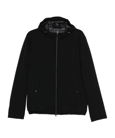Herno Hooded Long Sleeve Jacket With Elasticated Hem In Black