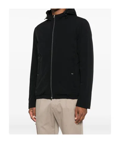 Herno Hooded Long Sleeve Jacket With Elasticated Hem In Black