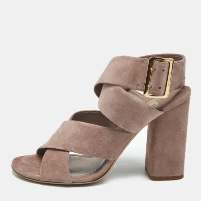 Pre-owned Burberry Pink Suede Trench Buckle Blaine Sandals Size 39